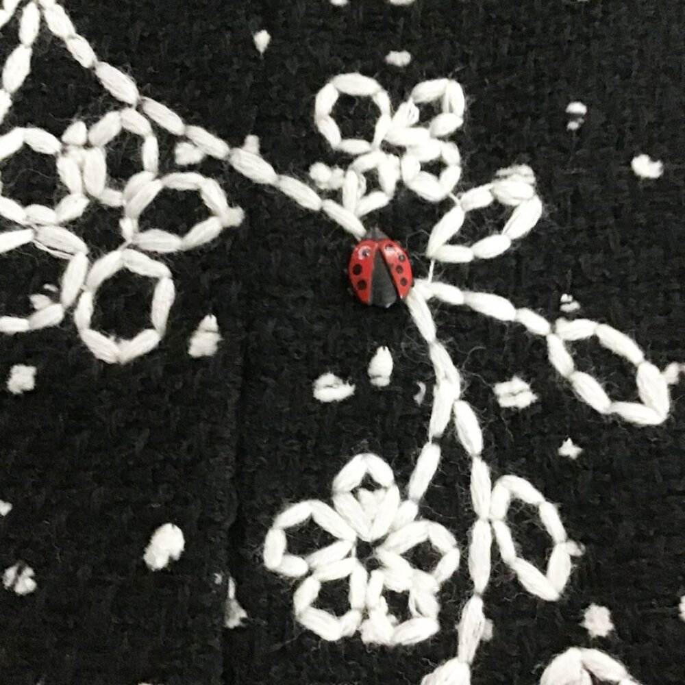 MOSCHINO 1990s Vintage Black & White Salt & Pepper Cashmere Jacket & Mini Skirt - Picture 12 of 16